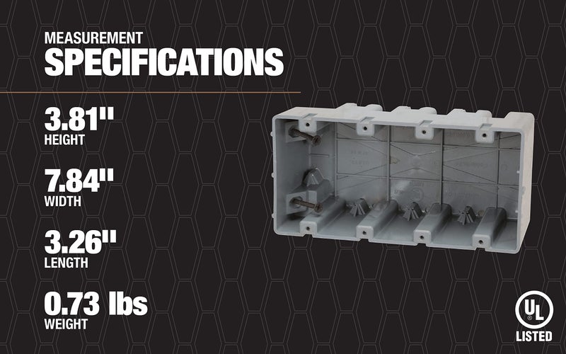 Southwire MSB4G Four Gang Device Box with Depth Adjustable; Heavy Duty 42lb ; Gray - Image 2